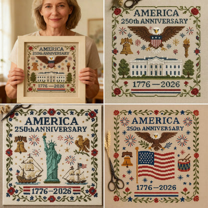 🔥Celebrate USA 250th 49% OFF - 🦅US 250th Anniversary Cross Stitch Kits ✨250th Anniversary of American Independence