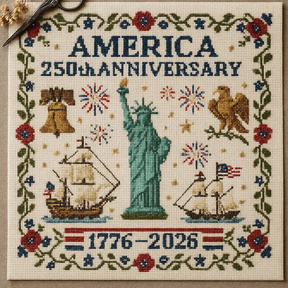 🔥Celebrate USA 250th 49% OFF - 🦅US 250th Anniversary Cross Stitch Kits ✨250th Anniversary of American Independence