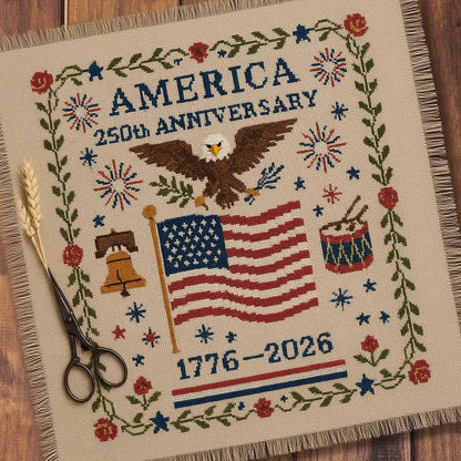 🔥Celebrate USA 250th 49% OFF - 🦅US 250th Anniversary Cross Stitch Kits ✨250th Anniversary of American Independence